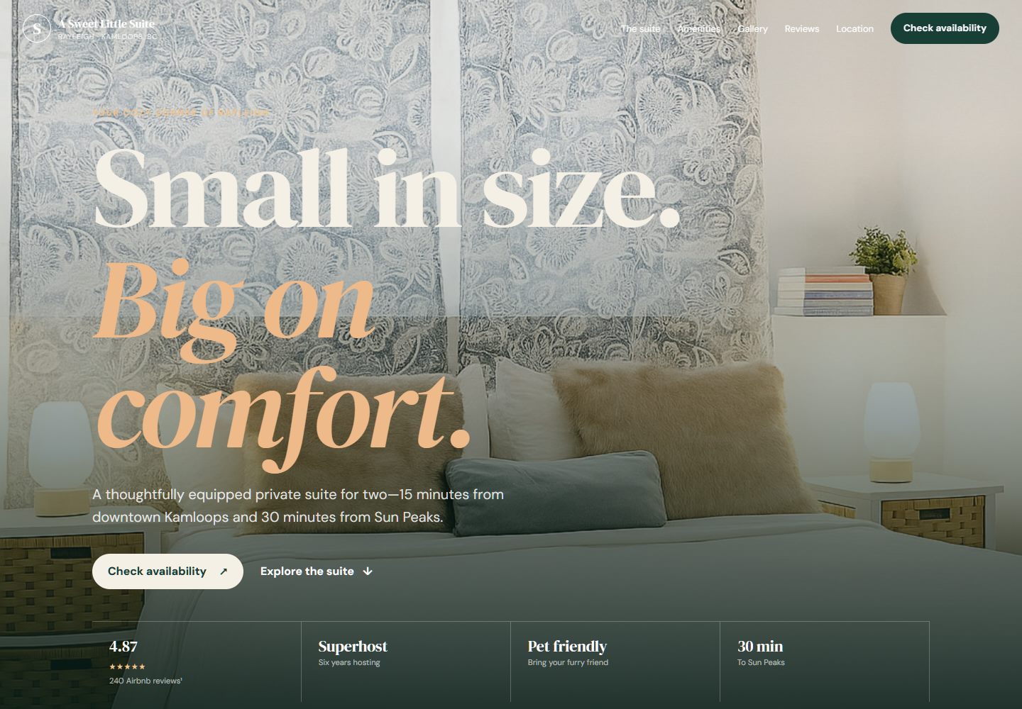Preview of the custom Sweet Little Suite website demo